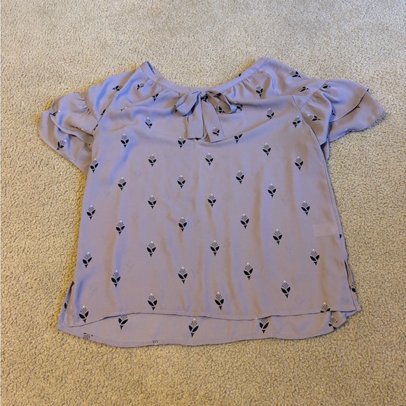 LOFT Lavender Ruffle Sleeve Top - Picture 5 of 5